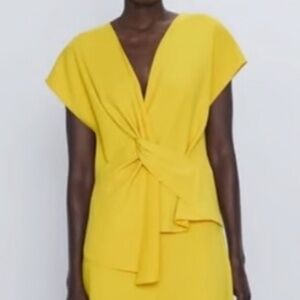 Zara Knot Front Top Yellow Size S